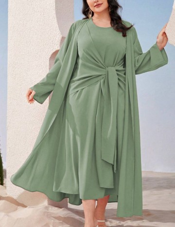 Set Rochie și Cardigan Shein Curve+, verde