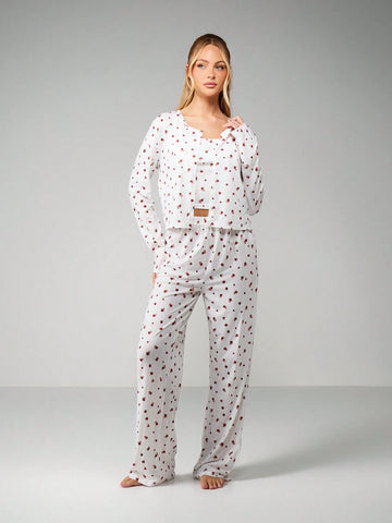 Compleu pijamale SHEIN, alb