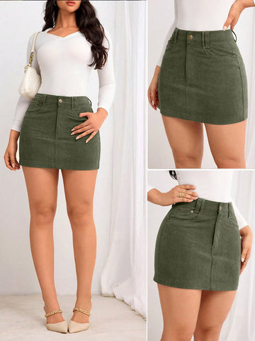 Fustă mini SHEIN, kaki