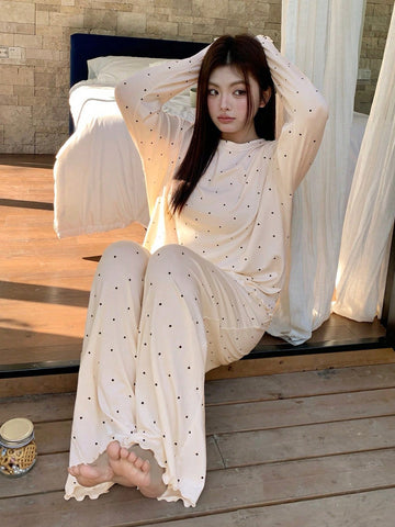 Compleu pijamale SHEIN, crem