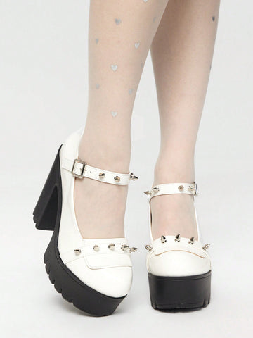 Pantofi cu toc SHEIN, alb