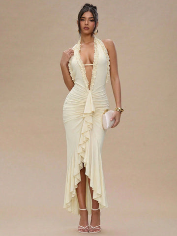 Rochie maxi SHEIN, crem