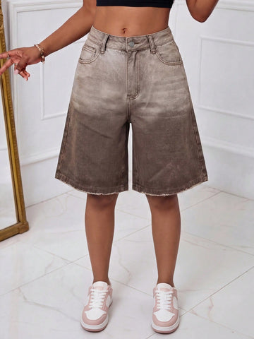 Pantaloni scurți de blugi SHEIN, maro