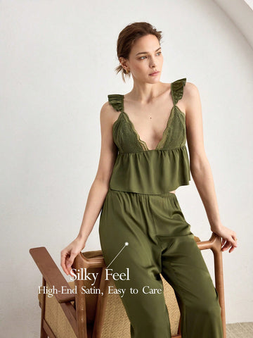 Compleu pijamale SHEIN, verde