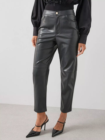 Pantaloni imitație piele THE VERY COLLECTION, negru