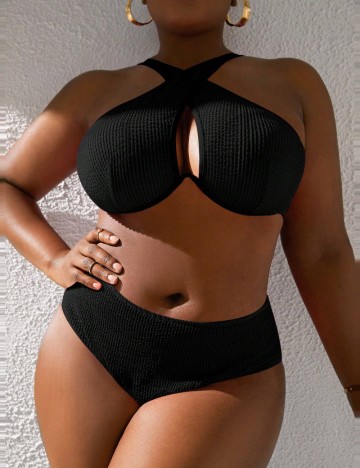 Costum de baie Shein Curve+, negru