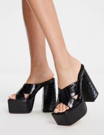 Saboți cu toc Topshop, negru