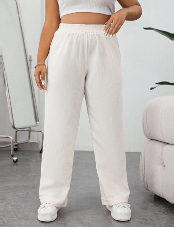 Pantaloni Casual Shein Curve+, crem