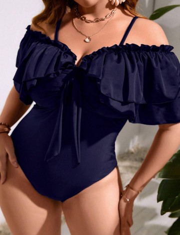 Costum de baie întreg Shein Curve+, albastru