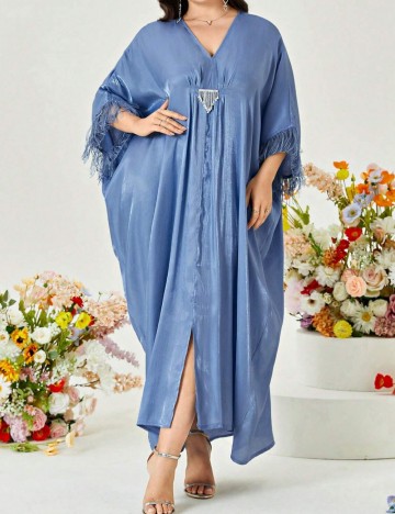 Rochie maxi Shein Curve+, bleu