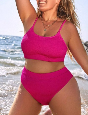 Costum de baie Shein Curve+, roz