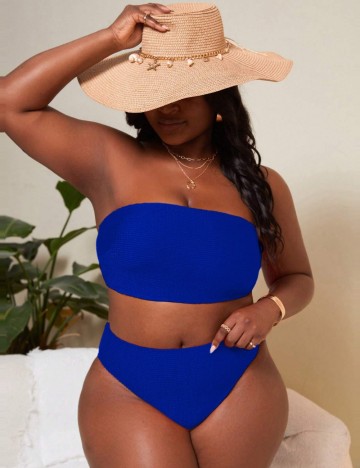 Costum de baie Shein Curve+, albastru