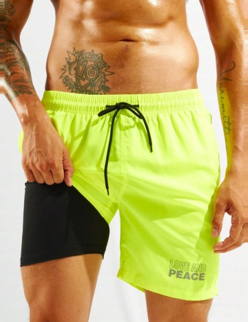 Short Shein, galben neon