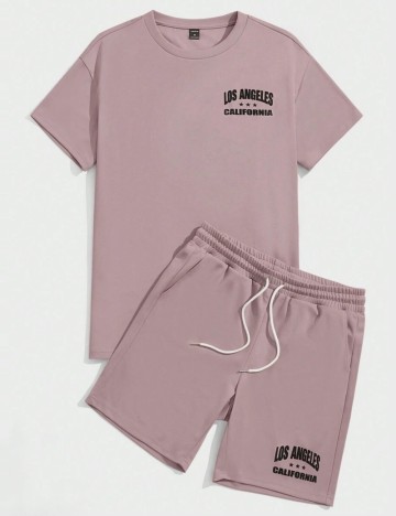Compleu Tricou și Pantaloni Scurți Shein, roz