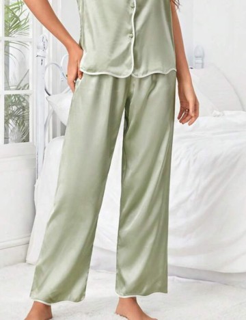 Pantaloni de pijama Shein, verde