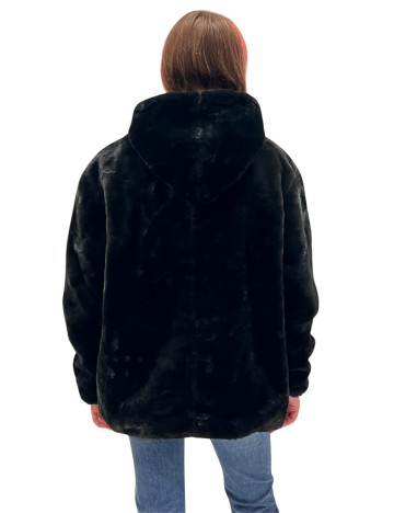 Geacă de blană  Faux Fur ECRU, negru