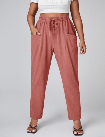 Pantaloni Shein Curve+, roz