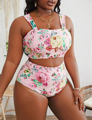 Costum de baie Shein Curve+, roz