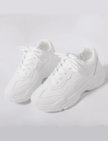 Pantofi sport cu șireturi Shein, alb