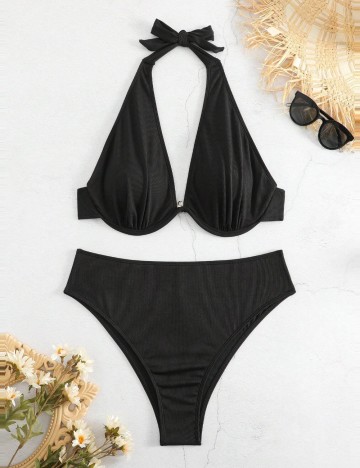 Costum de baie Shein Curve+, negru