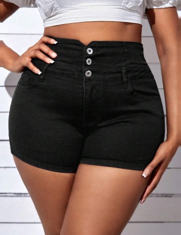 Pantaloni scurți Shein Curve+, negru