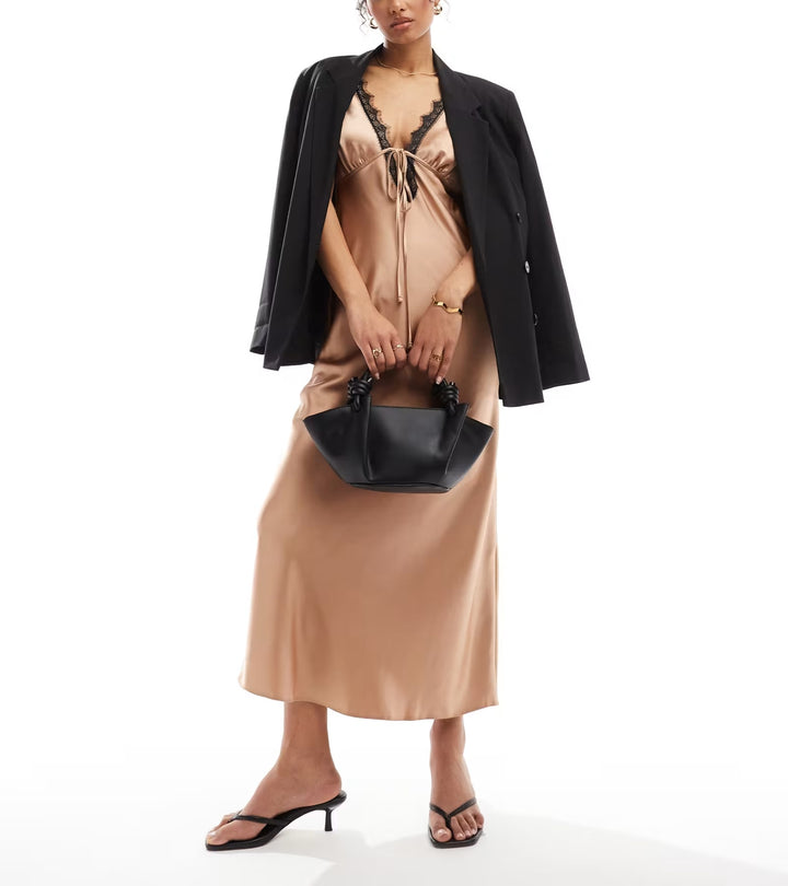 Rochie midi ASOS, bej