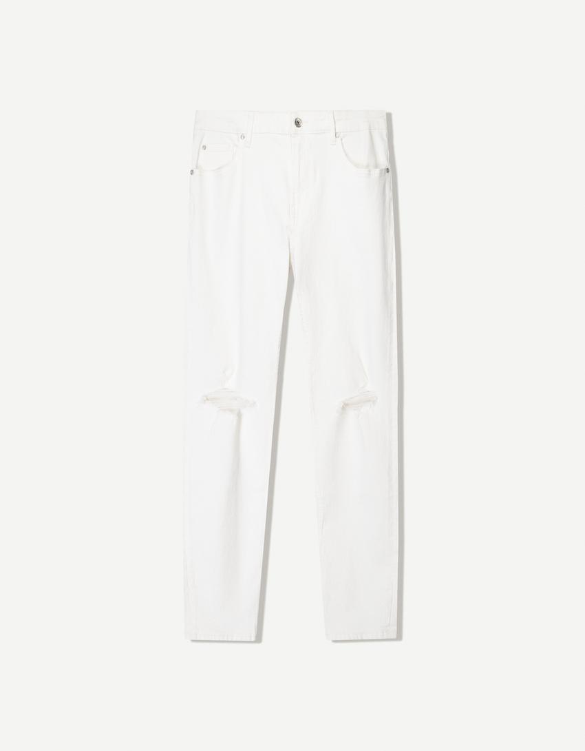 Jeans BERSHKA, alb