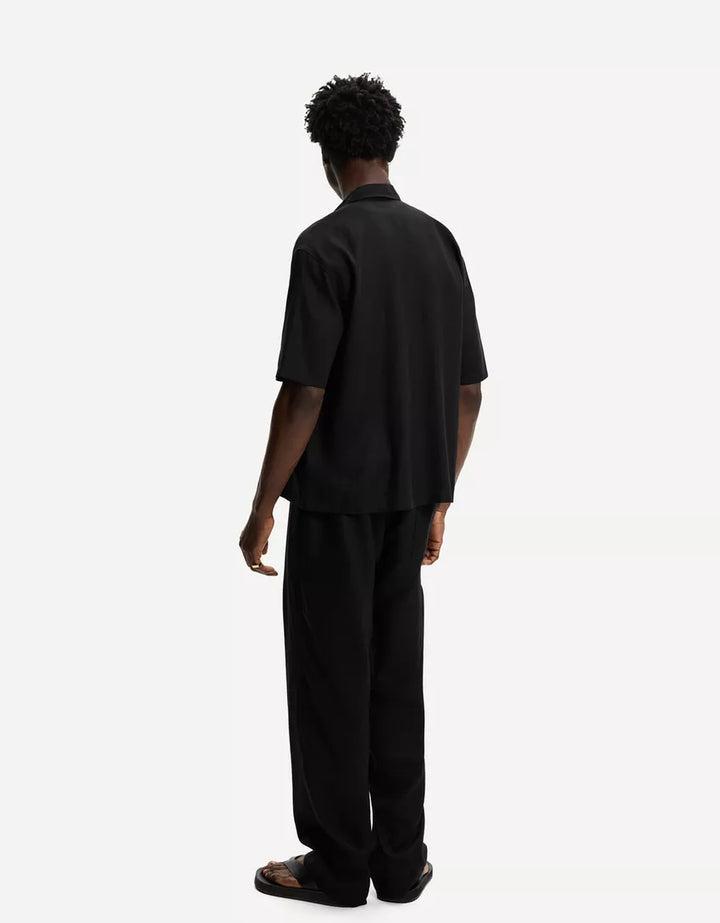 Cămașă cu mâneca scurtă BERSHKA, negru