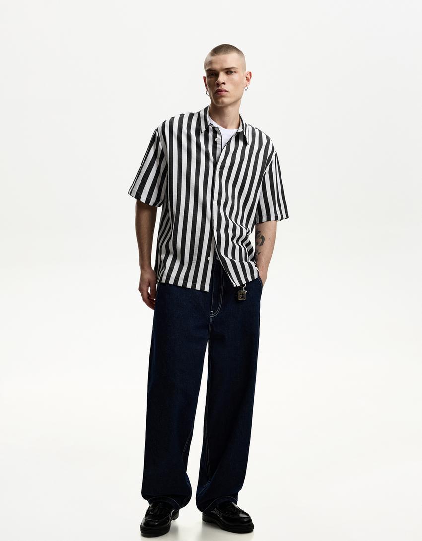 Cămașă cu mânecă scurtă BERSHKA, mix culori