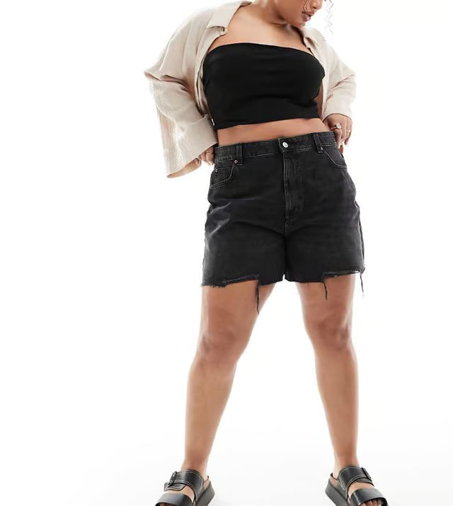 Pantaloni scurți de blugi ASOS, negru