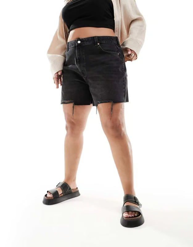 Pantaloni scurți de blugi ASOS, negru