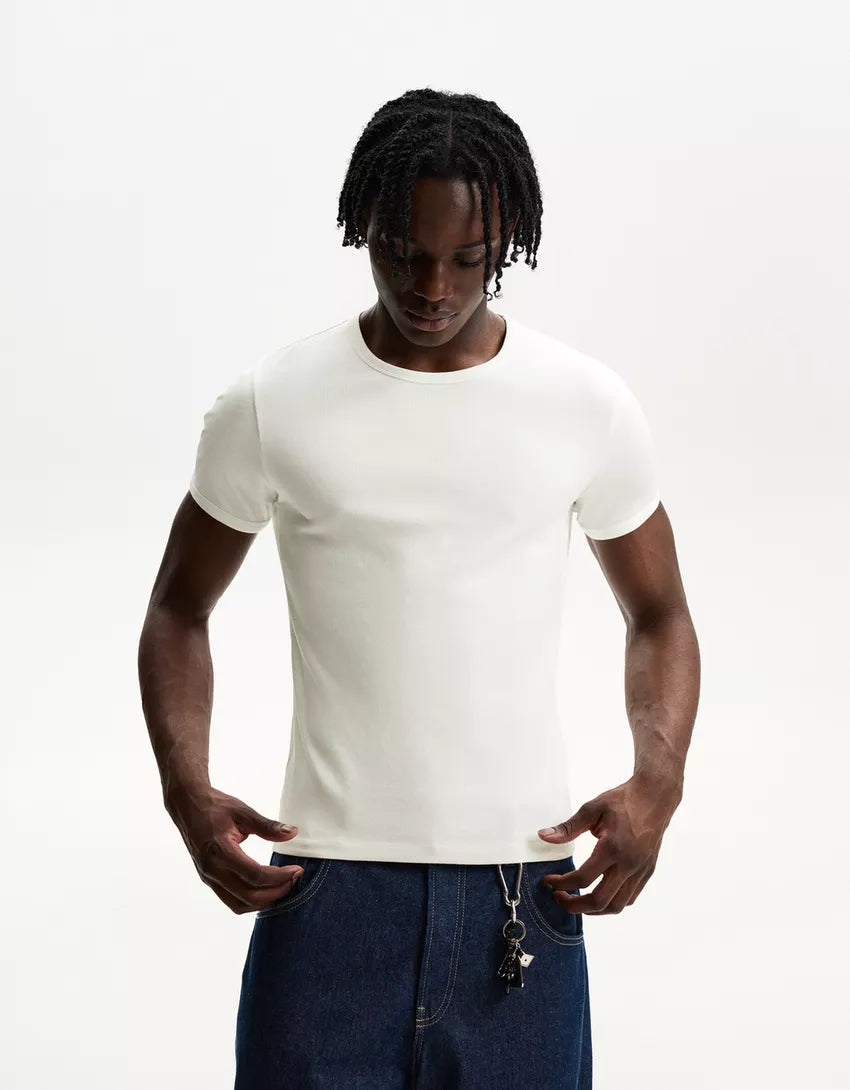 Tricou BERSHKA, alb