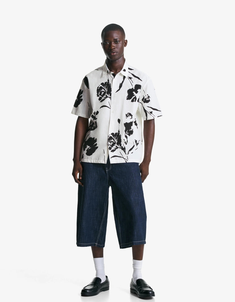Cămașă cu mânecă scurtă BERSHKA, mix culori