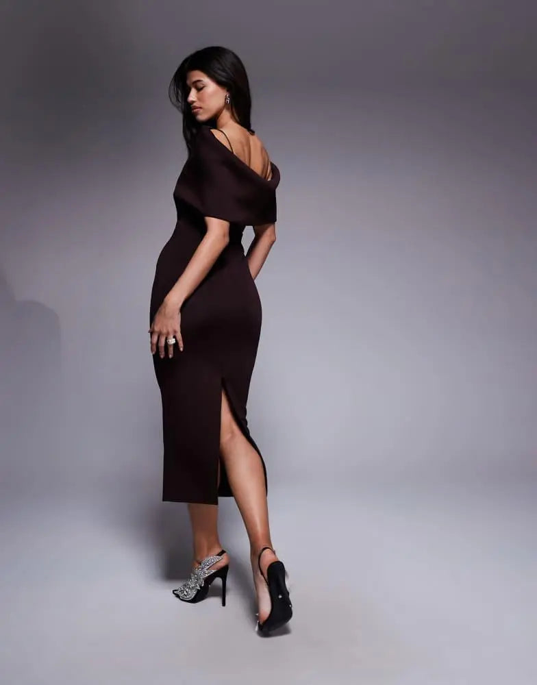 Rochie midi ASOS, maro