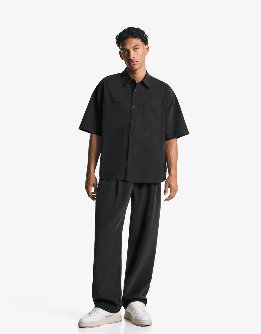 Pantaloni BERSHKA, negru