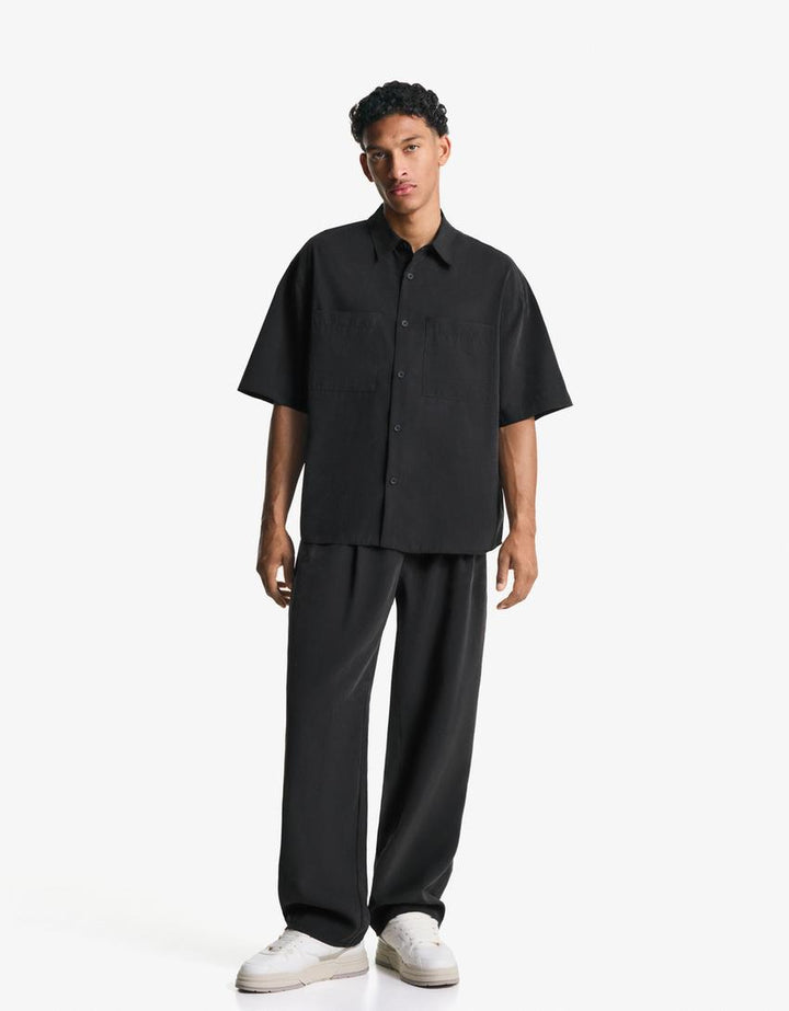 Pantaloni BERSHKA, negru