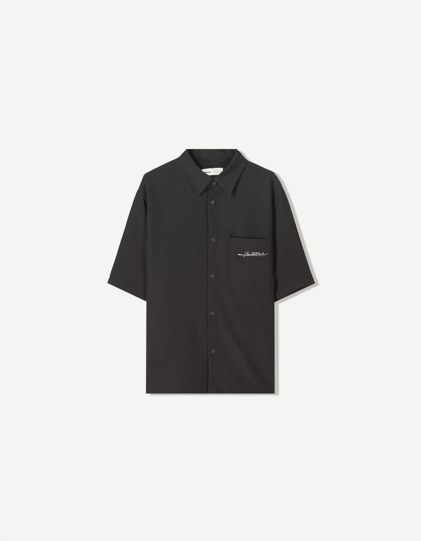 Rövid ujjú ing BERSHKA, fekete