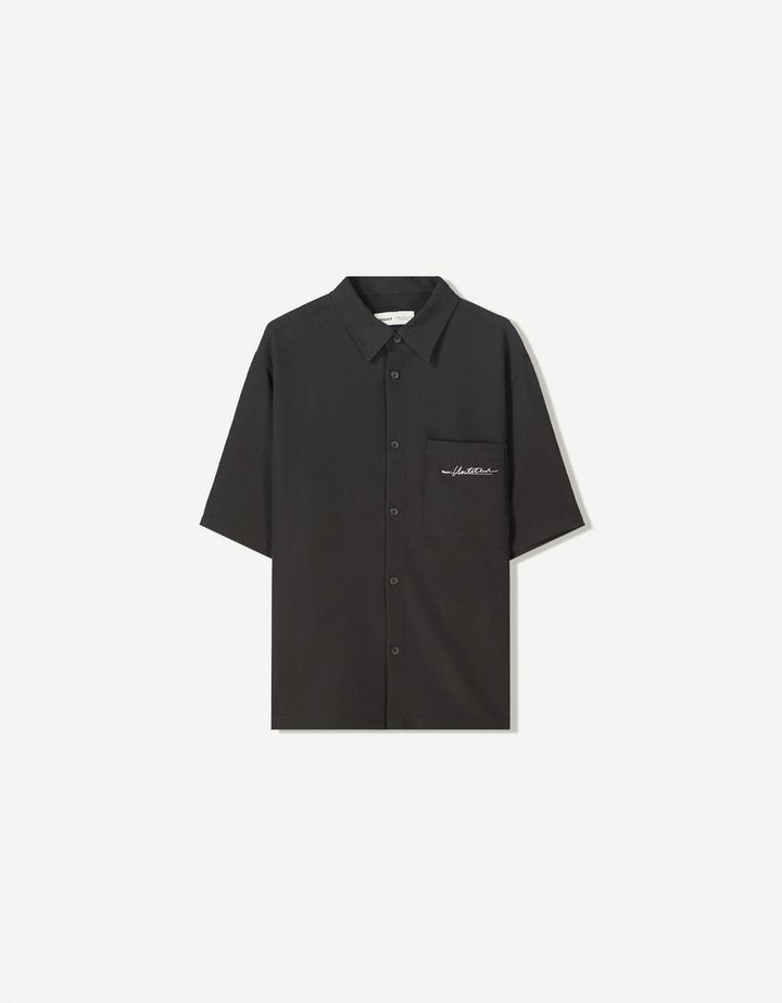 Rövid ujjú ing BERSHKA, fekete