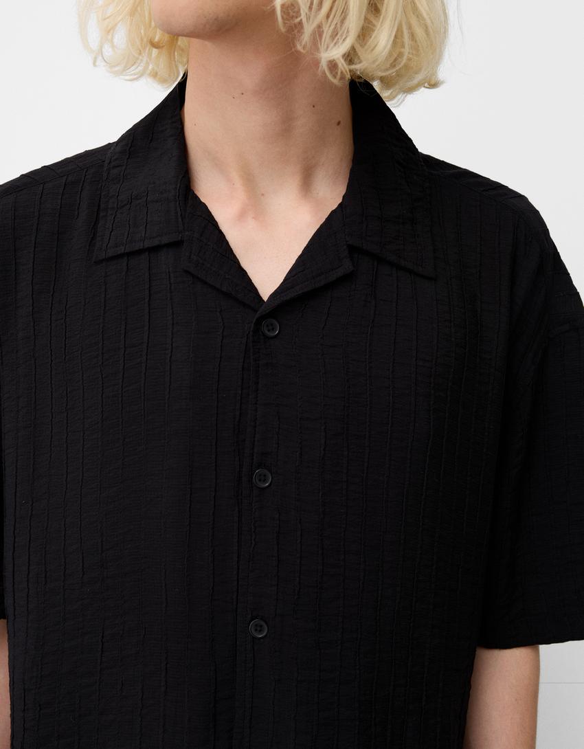 Rövid ujjú ing BERSHKA, fekete
