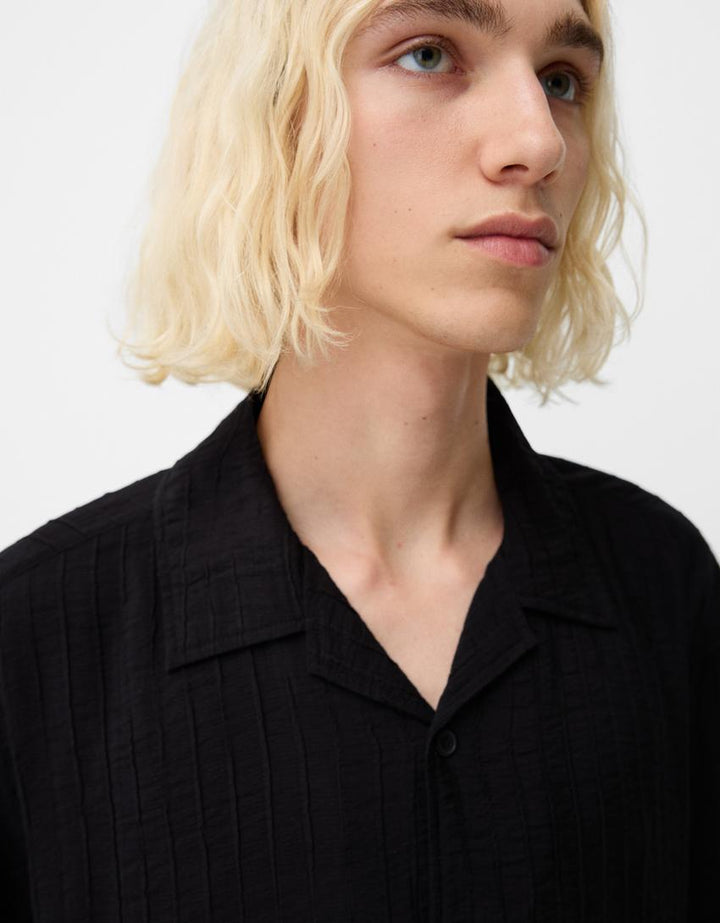 Rövid ujjú ing BERSHKA, fekete