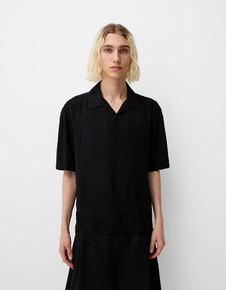 Rövid ujjú ing BERSHKA, fekete