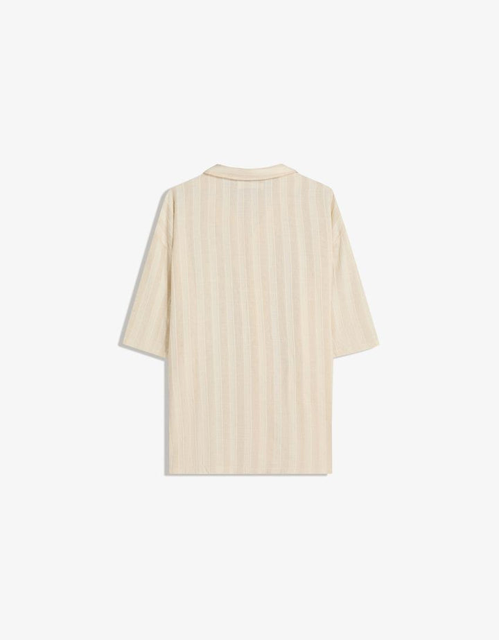 Cămașă cu mâneca scurtă BERSHKA, crem