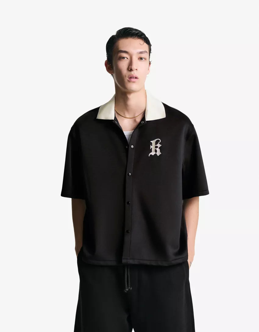 Gombos blúz BERSHKA, fekete