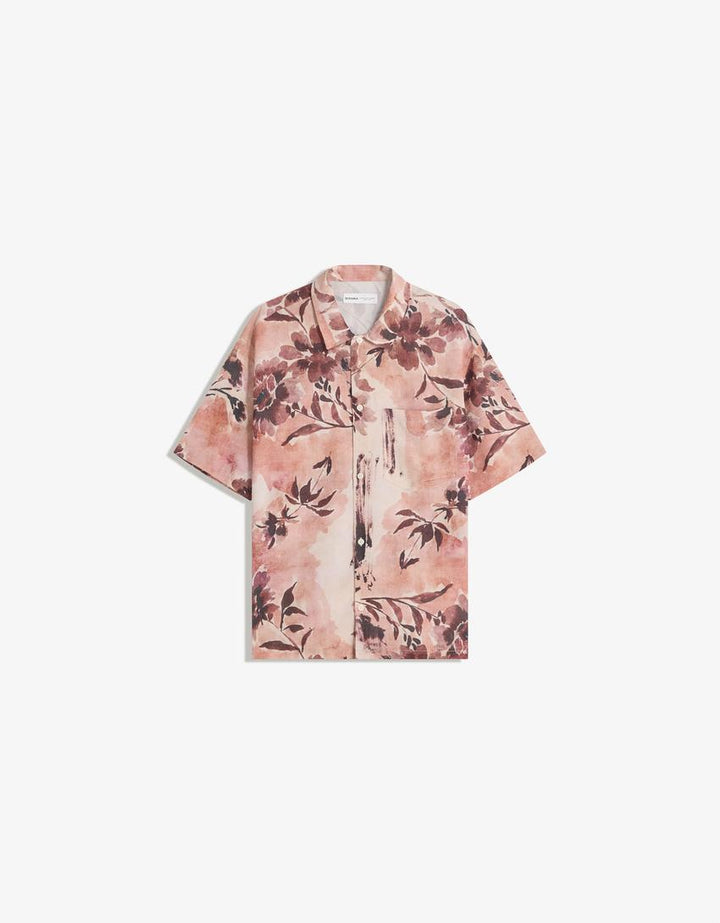 Cămașă cu mâneca scurtă BERSHKA, mix culori