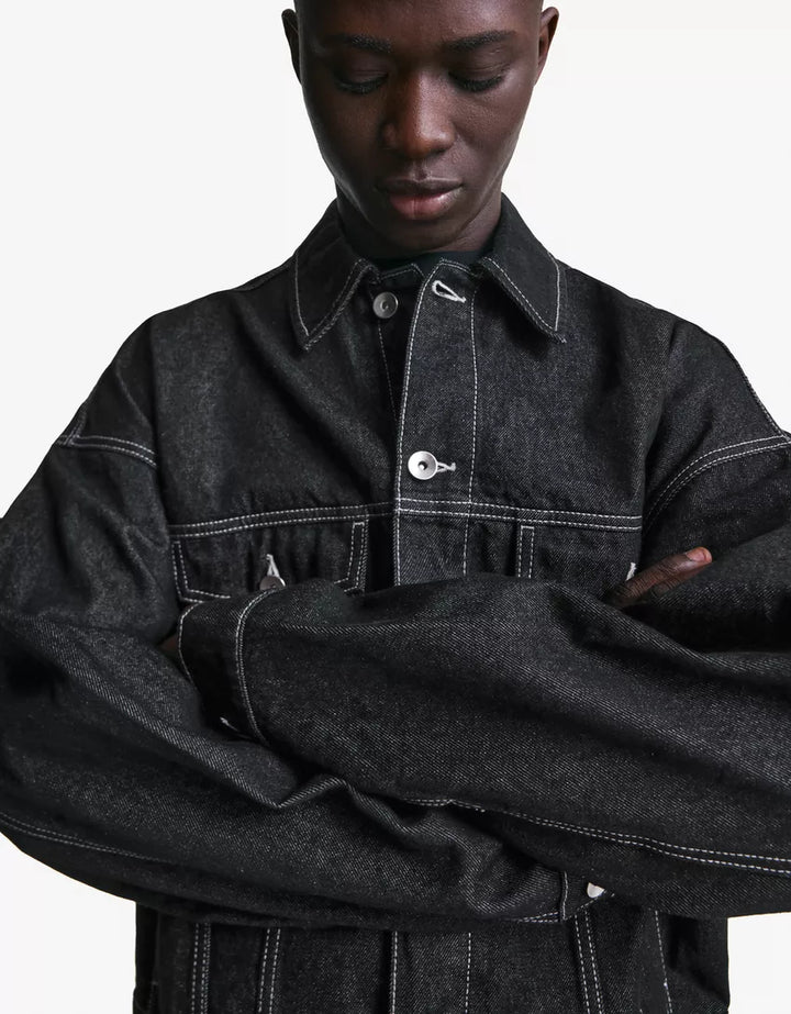 Jachetă de blugi BERSHKA, negru
