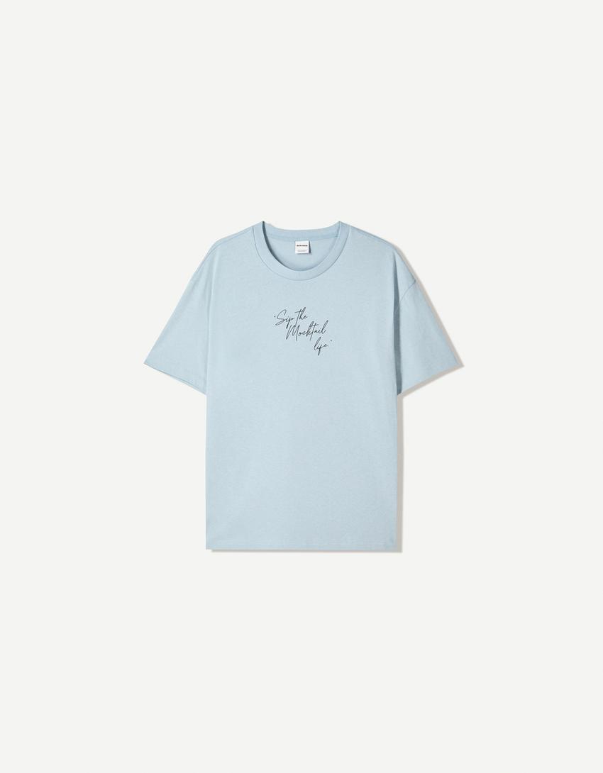 Tricou BERSHKA, albastru