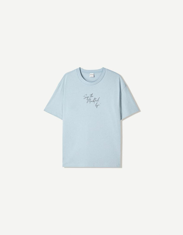 Tricou BERSHKA, albastru