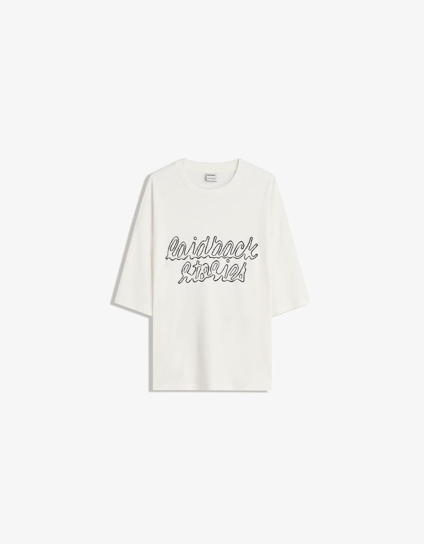 Tricou BERSHKA, alb