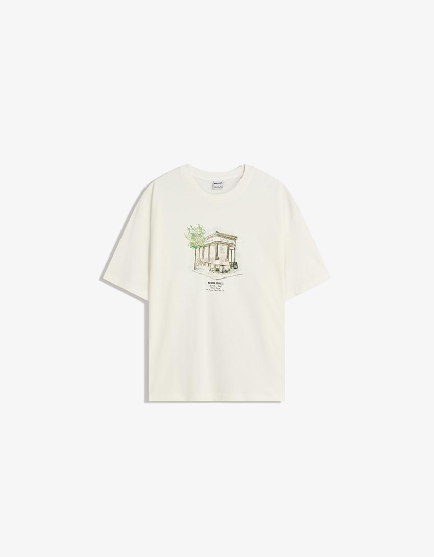 Tricou BERSHKA, alb