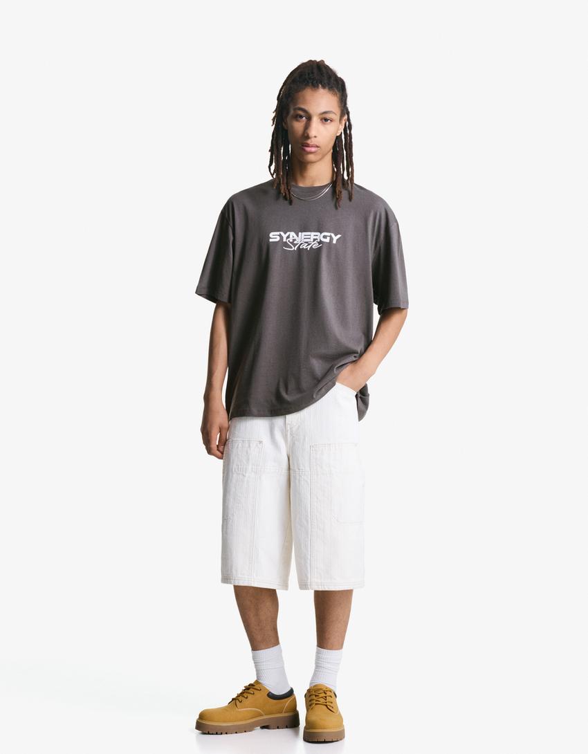 Tricou BERSHKA, gri